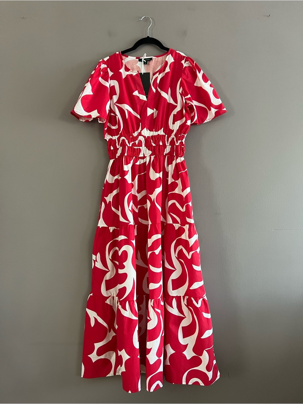 Anthropologie Meadow Rhodes Abstract Print Smocked Waist Tiered Maxi Dress Small